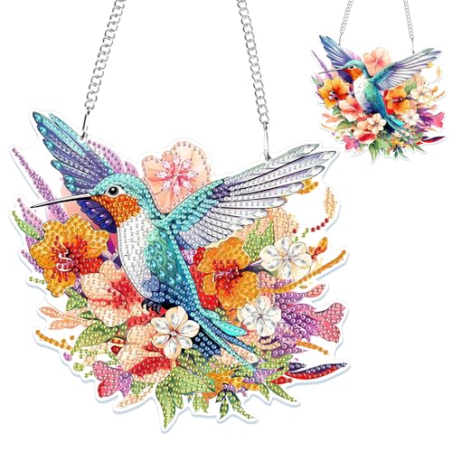 NAIMOER Oriole Diamond Painting Anhänger, Diamant Malerei Blumen Kinder Erwachsene, Hängende Ornament Bastelset Set für Geschenk Mädchen 7-12Jahre Fensterbilder Wand Dekoration von NAIMOER