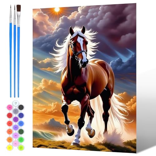 NAIMOER Pferd Malen Nach Zahlen Erwachsene, Malen Nach Zahlen Tiere für Kinder mit Pinseln Acrylpigment für Anfänger Jungen Mädchen Geschenk Wohndekoration 30x40cm NAIMOER Pferd Malen Nach Zahlen Erwachsene, Malen Nach Zahlen Tiere für Kinder mit Pinseln Acrylpigment für Anfänger Jungen Mädchen Geschenk Wohndekoration 30x40cm von NAIMOER