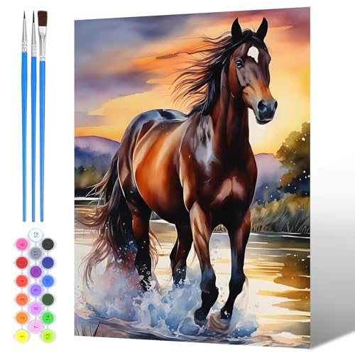 NAIMOER Pferde Malen Nach Zahlen Erwachsene, Malen Nach Zahlen Tiere für Kinder mit Pinseln Acrylpigment für Anfänger Jungen Mädchen Geschenk Wohndekoration 30x40cm NAIMOER Pferde Malen Nach Zahlen Erwachsene, Malen Nach Zahlen Tiere für Kinder mit Pinseln Acrylpigment für Anfänger Jungen Mädchen Geschenk Wohndekoration 30x40cm von NAIMOER