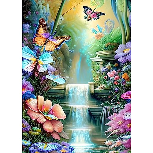 NAIMOER Schmetterling Diamond Painting Kits für Erwachsene Kinder, 5D Diamant Painting Bilder Landschaft Erwachsene, DIY 5D Diamond Painting Blumen Diamant Malerei Set für Home Dekor 30x40cm von NAIMOER