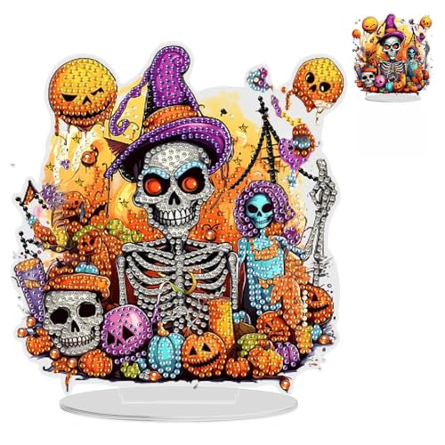 NAIMOER Skelett Diamond Painting Tischdeko, Diamant Malerei Desktop Halloween Ornamente Kinder Erwachsene, DIY Bastelset Set für Geschenk Mädchen Wand Dekoration NAIMOER Skelett Diamond Painting Tischdeko, Diamant Malerei Desktop Halloween Ornamente Kinder Erwachsene, DIY Bastelset Set für Geschenk Mädchen Wand Dekoration von NAIMOER