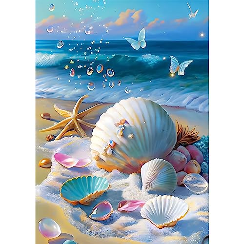 NAIMOER Strand Diamond Painting Kits für Erwachsene Kinder, 5D Diamant Painting Muschel Bilder Erwachsene, DIY 5D Diamond Painting Seestern Diamant Malerei Set für Home Dekor 30x40cm von NAIMOER