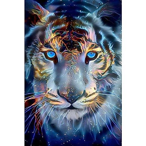 NAIMOER Tiger Diamond Painting Kits für Erwachsene Kinder, 5D Diamant Painting Tiere Bilder Erwachsene, Diamond Painting Gestreifter Tiger Bilder Kinder Malerei Set für Home Dekor 30x40cm von NAIMOER