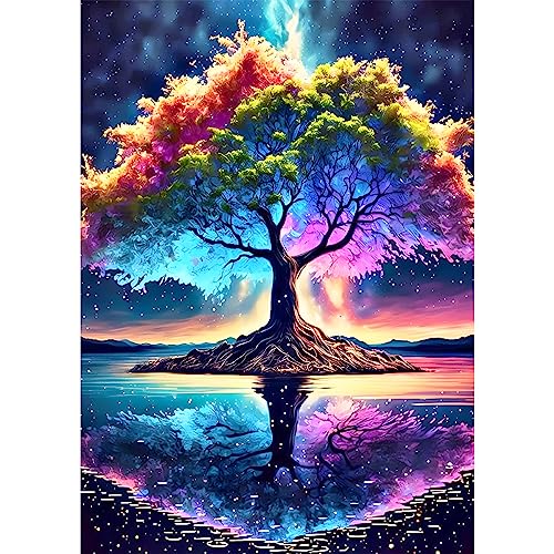 NAIMOER Tree Diamond Painting Kits für Erwachsene Kinder, 5D Diamant Painting Bilder Baum Erwachsene, DIY 5D Diamond Painting Landschaft Diamant Malerei Set für Home Dekor 30x40cm von NAIMOER