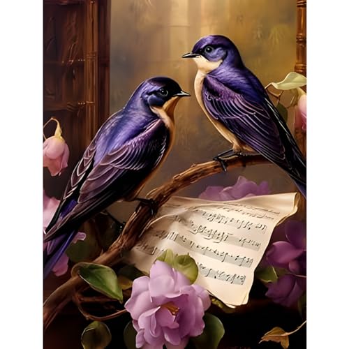 NAIMOER Vogel Diamond Painting Erwachsene, Diamant Painting Bilder Blume Diamond Painting Set Erwachsene Brief Diamond Painting Kinder 5D Diamant Malerei für Home Wand Décor(30x40cm) von NAIMOER