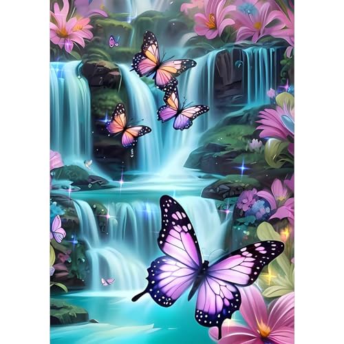 NAIMOER Wasserfalle Diamond Painting Erwachsene, 5D Diamant Painting Bilder Erwachsene Diamond Painting Landschaft DIY Diamant Malerei für Home Wand Décor 30x40cm von NAIMOER