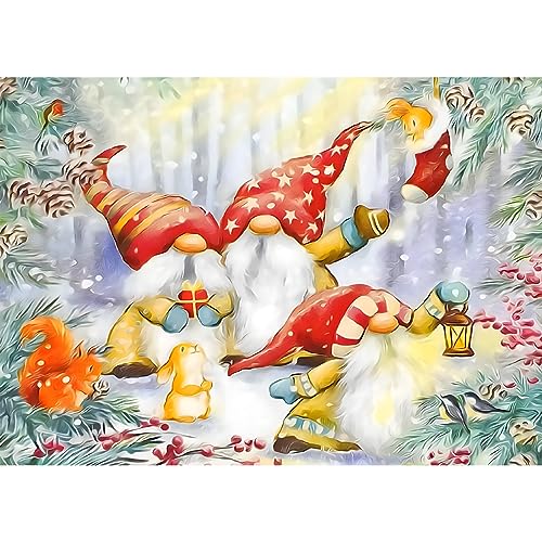 NAIMOER Weihnachten Diamond Painting Gnomes Diamant Painting Bilder, Diamond Painting Erwachsene Diamond Painting Winter Bilder Diamant Bilder Kinder 5D Diamant Malerei für Home Wand Décor(30x40cm) von NAIMOER