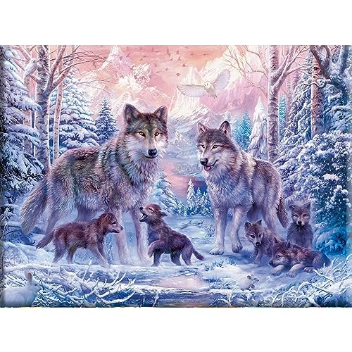 NAIMOER Wölfe Diamond Painting Tiere Diamant Painting Bilder, Diamond Painting Erwachsene Diamond Painting Bilder Weihnachten 5D Diamant Malerei für Home Wand Décor(30x40cm) von NAIMOER