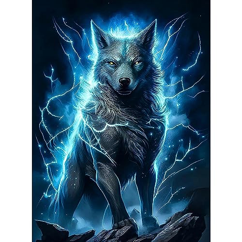 NAIMOER Wolf Diamond Painting Erwachsene, 5D Wolf Diamant Painting Bilder Erwachsene, DIY Diamond Painting Bilder Diamant Malerei Kinder Tiere Set für Home Dekor 30x40cm von NAIMOER