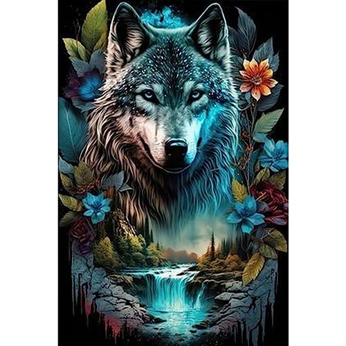 NAIMOER Wolf Diamond Painting Kits für Erwachsene Kinder, 5D Diamant Painting Dschungel Bilder Erwachsene, Diamond Painting Tiere Bilder Kinder Malerei Set für Home Dekor 30x40cm NAIMOER Wolf Diamond Painting Kits für Erwachsene Kinder, 5D Diamant Painting Dschungel Bilder Erwachsene, Diamond Painting Tiere Bilder Kinder Malerei Set für Home Dekor 30x40cm von NAIMOER