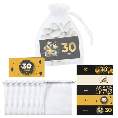 Organzabeutel mit Kärtchen – 50 Beutel für Konfekt zum Geburtstag für Gastgeschenke zum 30. Geburtstag für Mädchen und Jungen – 50 Karten für originelle Zeremonien – Geschenkideen für Geburtstage Organzabeutel mit Kärtchen – 50 Beutel für Konfekt zum Geburtstag für Gastgeschenke zum 30. Geburtstag für Mädchen und Jungen – 50 Karten für originelle Zeremonien – Geschenkideen für Geburtstage von NAÏZAYA