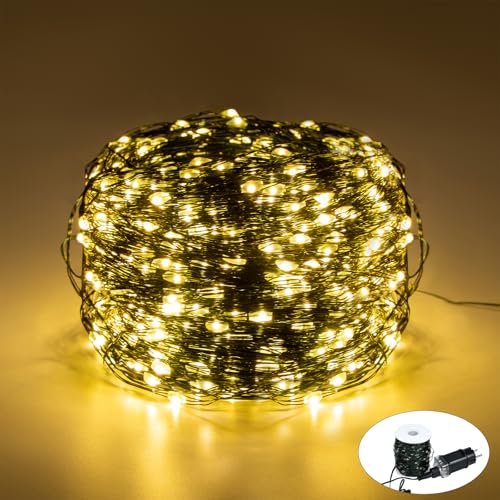 NAIZY LED Kupferdraht Lichterkette 150m 1500 LEDs Lichterketten mit 8 Leuchtmodi Stecker Drahtlichterkette IP44 Wasserdicht Weihnachtslichterkette Innen-Außen für Deko, Warmweiß von NAIZY