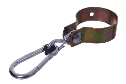 NAJDER Manschettenhaken Ø 100 mm mit Karabinerhaken 10 mm und Klemme Schwenkhaken Schaukelhaken Haken Gelb verzinkt Rundklemme Schaukelbefestigung (Ø100) von NAJDER