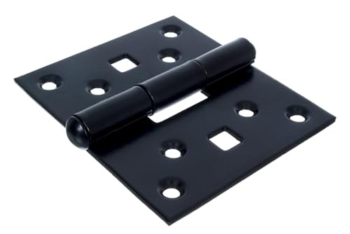 NAJDER Tür-Scharnier 2 Stück, Türband, für massive Türen innen und außen, Edelstahl Scharniere, Türangeln, Türscharnier Beschlag, Schräges Konstruktionsscharnier 90x80mm, schwarz lackiert RAL 9005 von NAJDER