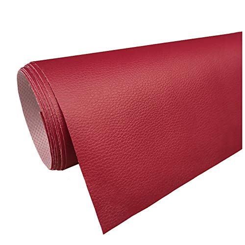 Massiver Kunstlederstoff Polsterstoff Meterware 160cm Breite PU Kunstleder Vinyl Stoff Litchi-Muster für Heimwerkerarbeiten, Nähen, Sitzbezüge, Möbelreparatur(Color:15red) von NAKAN