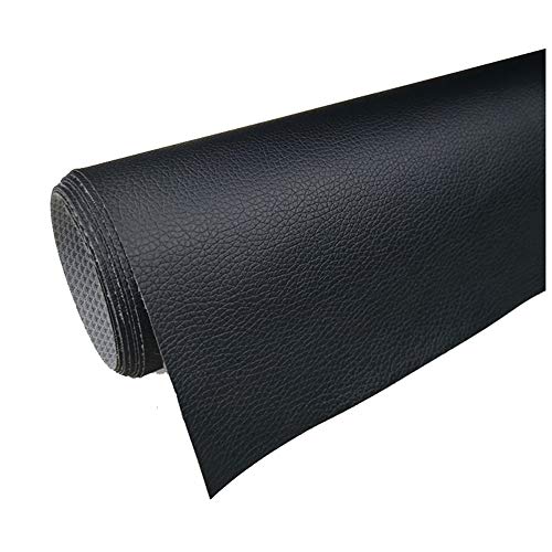 Massiver Kunstlederstoff Polsterstoff Meterware 160cm Breite PU Kunstleder Vinyl Stoff Litchi-Muster für Heimwerkerarbeiten, Nähen, Sitzbezüge, Möbelreparatur(Color:schwarz) von NAKAN