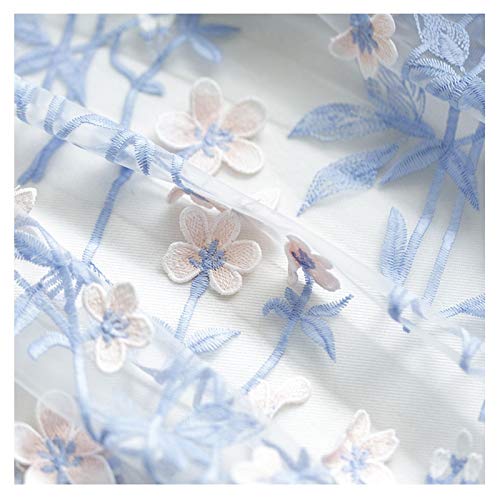 NAKAN Blauer Spitzenstoff 3D Blumen Bestickt Blumengewebe Mesh Tüll Material für Braut Hochzeitskleid Party Dekoration DIY Crafts Vorhänge, 150cm Breite(Size:0.5m) von NAKAN