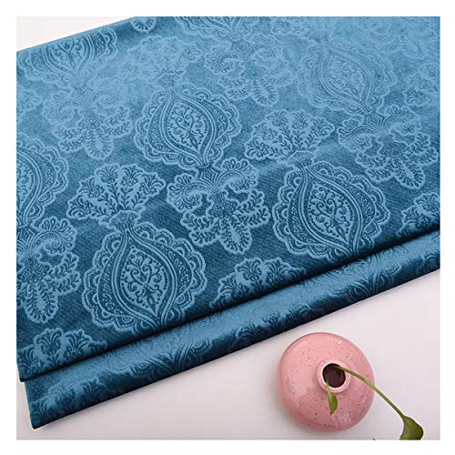 NAKAN Blumenmuster Samtstoff Meterware 145 cm Breit Blumen Dekorativen Samtstoff Möbelstoff, Polsterstoff für Polsterung, DIY Handwerk, Vorhang, Wohnkultur(Color:Blau) von NAKAN