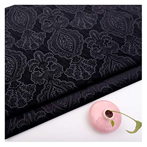 Blumenmuster Samtstoff Meterware 145 Cm Breit Blumen Dekorativen Samtstoff Möbelstoff, Polsterstoff für Polsterung, DIY Handwerk, Vorhang, Wohnkultur(Color:Schwarz) von NAKAN