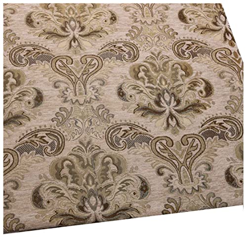 NAKAN Chenille Samtstoff Polsterstoff Meterware Vintage Blumenmuster 145x100cm Dekostoff für Sofa, Sitzbezug, Heimwerkerarbeiten, Vorhänge, Kissen(Color:Beige) von NAKAN