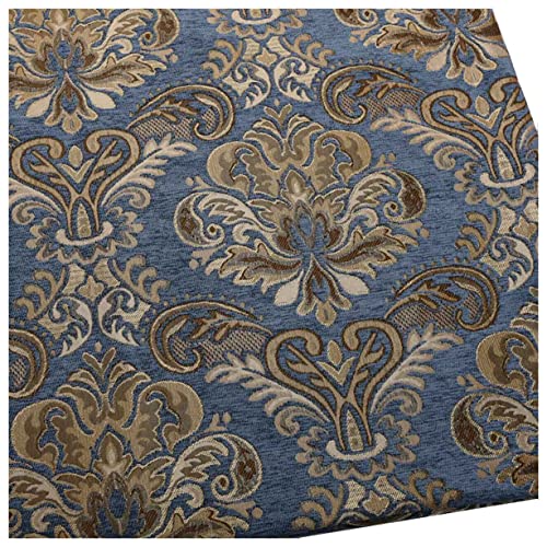 NAKAN Chenille Samtstoff Polsterstoff Meterware Vintage Blumenmuster 145x100cm Dekostoff für Sofa, Sitzbezug, Heimwerkerarbeiten, Vorhänge, Kissen(Color:blau) von NAKAN