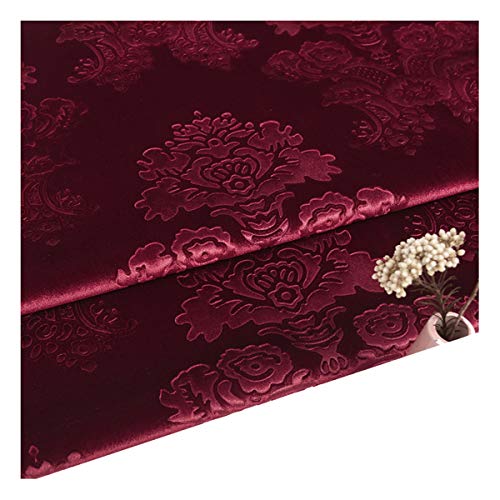 NAKAN Geprägter Samtstoff Möbelstoff Meterware 140cm Breit Im Vintage-Stil für Polster, Heimdekoration, Näharbeiten, Sofa-Stuhlbezug, Vorhang(Color:RED2)… von NAKAN