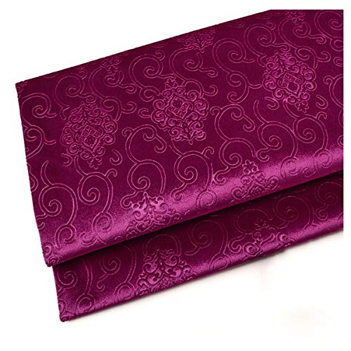 NAKAN Geprägter Samtstoff mit Blumenmuster Meterware 145x100cm Dekorativer Samtstoff für Möbelpolster, Basteln, Heimdekor(Color:Fuchsia rot) von NAKAN