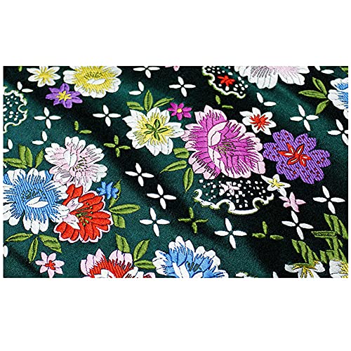 NAKAN Seidiger Satinstoff Brokatstoff Blumenmuster Chinesischer Traditioneller Bastelstoff für Kissen, Heimdekorationen, Kostüm, Patchwork, 75cm Breite(Size:3m,Color:dunkelgrün) von NAKAN