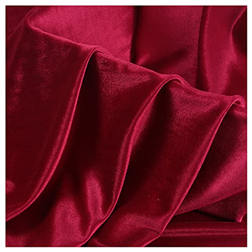 Rot Weicher Samtstoff Dekostoff 160cm Breit Stretch Velour-Material Bezugsstoff für Kleidung, Kostüm, Nähen, Tischdecke, Gardinen Bühne, Kleider(Size:1m,Color:Weinrot) von NAKAN
