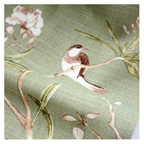 Rustikaler Stil Polsterstoff Meterware 280x100cm Breite Grüne Vögel Blumendruck Polyester Stoff für Stühle Einrichtung, Dekoration, DIY Handwerk(Size:1m) von NAKAN