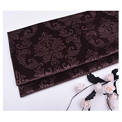 Weicher Samtstoff Dekostoff Meterware 140cm Breit Prägung Blumenmuster Samtmaterial Polsterstoff zum Nähen von Kunsthandwerk, Kissen, Möbeln, Tischdecke(Color:dunkler Kaffee) von NAKAN