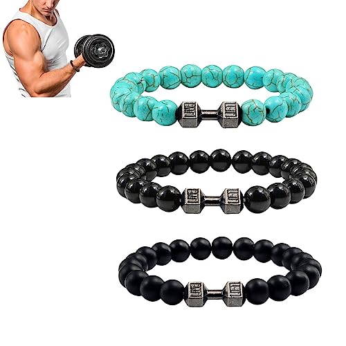 NAKEAH Gymheads Hantel-Armband für Männer und Frauen - Naturstein-Perlen-Set (A) von NAKEAH