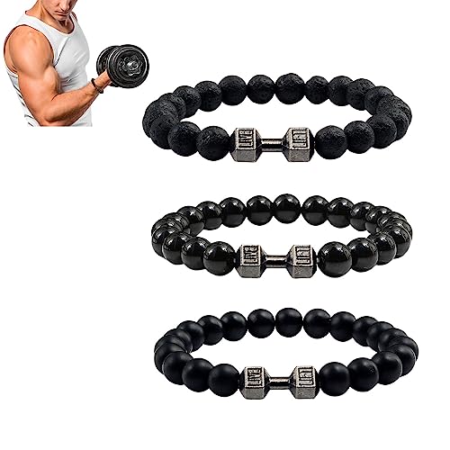 NAKEAH Gymheads Hantel-Armband für Männer und Frauen, Naturstein-Perlen-Set (J) von NAKEAH