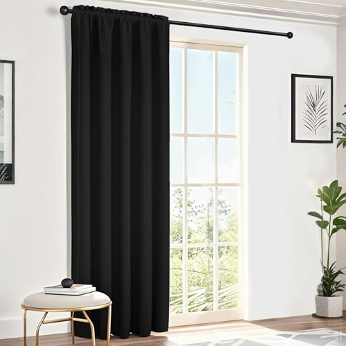 NAKIHOUSE Schwarze Verdunkelungsvorhänge, Thermovorhänge, 160 cm, mit Schlitzen oben, Einzelvorhang für Tür, Tür, Fenster, Wohnzimmer, Schlafzimmer, 1 Panel NAKIHOUSE Schwarze Verdunkelungsvorhänge, Thermovorhänge, 160 cm, mit Schlitzen oben, Einzelvorhang für Tür, Tür, Fenster, Wohnzimmer, Schlafzimmer, 1 Panel von NAKIHOUSE