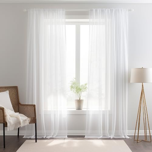 NAKIHOUSE Voile-Vorhang, 63 Tropfen, lichtfilternde Fensterbehandlung, durchscheinend & Vorhänge, Schlitz-Oberseite, weiß, durchscheinende Vorhänge für Schlafzimmer/Kinderzimmer, 132 x 160 cm, 2 NAKIHOUSE Voile-Vorhang, 63 Tropfen, lichtfilternde Fensterbehandlung, durchscheinend & Vorhänge, Schlitz-Oberseite, weiß, durchscheinende Vorhänge für Schlafzimmer/Kinderzimmer, 132 x 160 cm, 2 von NAKIHOUSE