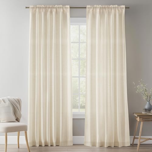 NAKIHOUSE Voile-Vorhang aus natürlichem Leinen, lichtfilternd, Fensterbehandlung, durchscheinend, mit Schlitzen oben, Leinen-Vorhänge für Schlafzimmer/Kinderzimmer, 132 x 160 cm, 2 Paneele NAKIHOUSE Voile-Vorhang aus natürlichem Leinen, lichtfilternd, Fensterbehandlung, durchscheinend, mit Schlitzen oben, Leinen-Vorhänge für Schlafzimmer/Kinderzimmer, 132 x 160 cm, 2 Paneele von NAKIHOUSE