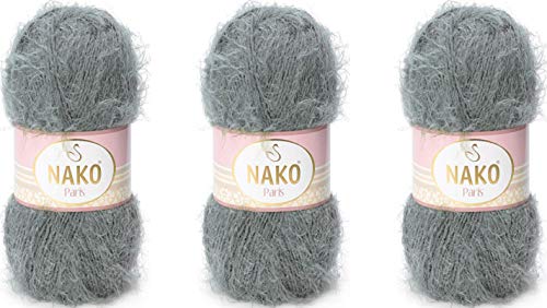 NAKO Paris, Strickgarn, Häkelgarn, Acrylschal Wintermütze Schal Garn – 3 Knäuel (Knäuel) 40% Premium Acryl – 60% Polyamid je Knäuel 100 g 268 Yds (1690 Chorcoal Grey) von NAKO