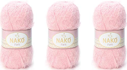 NAKO Paris, Strickgarn, Häkelgarn, Acrylschal Wintermütze Schal Garn – 3 Knäuel (Knäuel) 40% Premium Acryl – 60% Polyamid je Knäuel 100 g 268 Yds (5408-Pulver) von NAKO