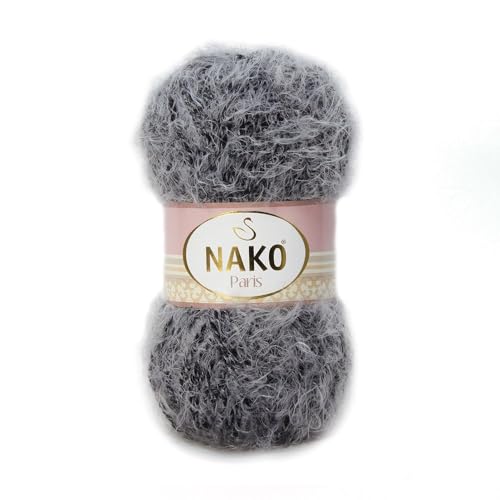 NAKO Paris 21305 Strickgarn, Häkelgarn, Acryl-Schal, Wintermütze, Schal, Garn - 3 Knäuel 40% Premium-Acryl - 60% Polyamid, 100 g pro Knäuel von NAKO