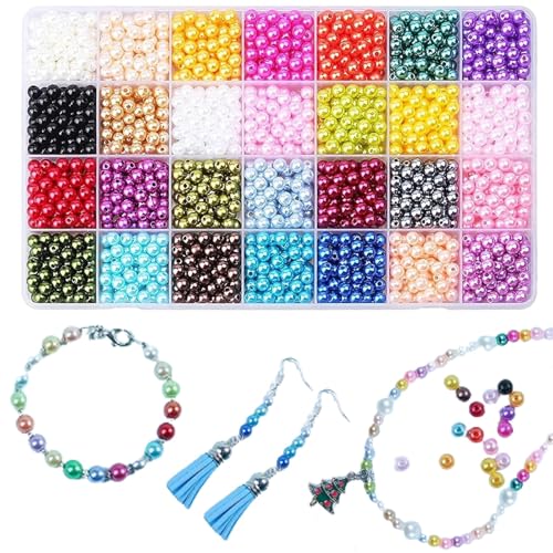 1960 Stück 6mm Perlen, 28 Farben Multicolor Perlen, Bastelzubehör, Geschenkidee Für Kinder aus Perlen, Kleine Perle Füllstoff, Perlen für Die Herstellung Von Armband Halskette Ohrringe von NAMIC