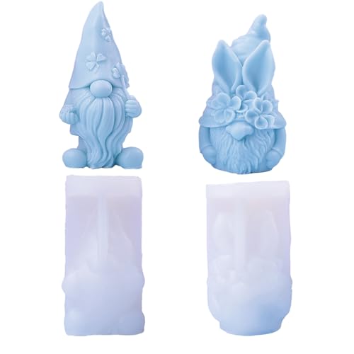 2 Stück Silikonformen Gießformen, 3D Gnome Kerzenform Silikon Seifenform Weihnachten Kerze Formen Epoxidharz Gnome Silikon Formen zum Gießen,Geschenke Für Familie Und Freunde von NAMIC