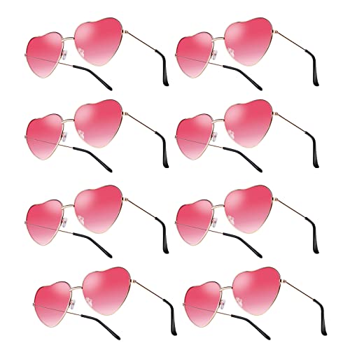 NAMIC 8 Paare Rosa Herzbrille Damen, Retro Hippie Party Brillen, Herz Brille für Damen Herren Rock Karneval NAMIC 8 Paare Rosa Herzbrille Damen, Retro Hippie Party Brillen, Herz Brille für Damen Herren Rock Karneval von NAMIC