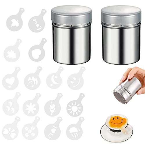 2 Stück Kakaostreuer für Cappuccino mit 16 Schablonen für Cappuccino Schablonen Puderzuckerstreuer Edelstahl Kakaostreuer Schokoladenstreuer für Kaffee Cappuccino Latte Küche Restaurants 2 Stück Kakaostreuer für Cappuccino mit 16 Schablonen für Cappuccino Schablonen Puderzuckerstreuer Edelstahl Kakaostreuer Schokoladenstreuer für Kaffee Cappuccino Latte Küche Restaurants von NAMIS