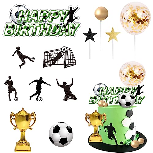 29 Stück Tortendeko Fussball, Fussball Tortendeko Junge Tortenaufleger Fussball Deko, Fussball Deko Geburtstag Kinder Fußball Kuchen Deko Geburtstag für Junge Cupcake Toppers Deko Party Dekoration von NAMIS