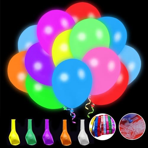 Luftballon Leuchtend, 40PCS LED Leuchtende Ballons, Leuchtluftballons Led Farbig Gemischte, Lichter dauern 12-24 Stunden, LED Luftballons Leuchtende Party Zubehör für Hochzeit Deko,Geburtstag Party von NAMIS