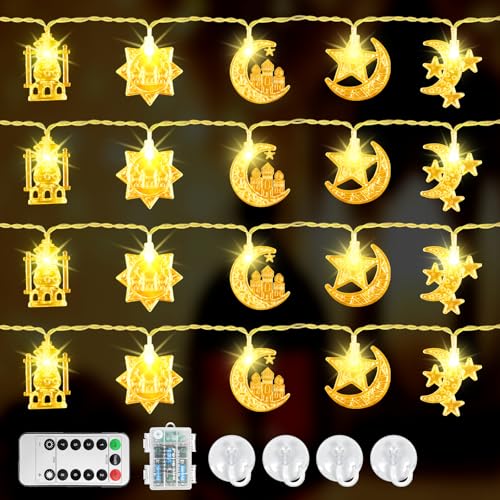 NAMIS Ramadan Deko Lichterkette, 3M 20 LED Ramadan Lichter, Lichterkette Batterie Timer mit 8 Flashing Modes, Stern Mond Eid Muslim Mubarak Dekoration Licht für Ramadan Außen Innen Garten Terrasse NAMIS Ramadan Deko Lichterkette, 3M 20 LED Ramadan Lichter, Lichterkette Batterie Timer mit 8 Flashing Modes, Stern Mond Eid Muslim Mubarak Dekoration Licht für Ramadan Außen Innen Garten Terrasse von NAMIS