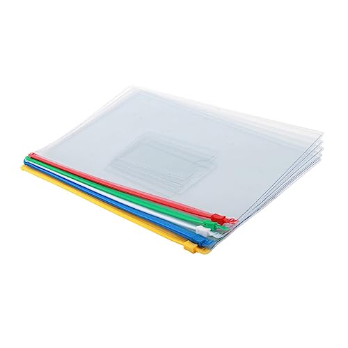 NAMOARLY 10 Stück Teiliges Transparente Reißverschluss Datei Taschen Dokumentenhalter in Farben Rot Gelb Blau Grün Weiß für Schule und Büro und Tragbar von NAMOARLY