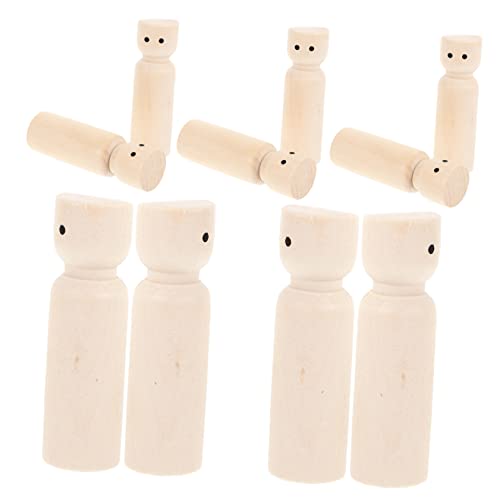 NAMOARLY 10 Stück bemalte Holzpuppe Peg-Puppe Mädchen Holzfiguren für Malerei Unvollendete Holzpuppen Handgemachte Holzpuppen Puppendekor aus Holzpflöcken Puppenmodell aus Holz von NAMOARLY