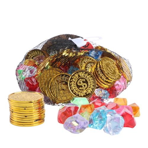 NAMOARLY 100 Stück Piraten-Goldmünzen-Spielzeug piraten schatzsuche piratenkostüm Piratenschatz Juwelen Zubehör für Piraten-Mottopartys Spielzeuge Spielzeug mit Goldmünzen bilden Requisiten von NAMOARLY