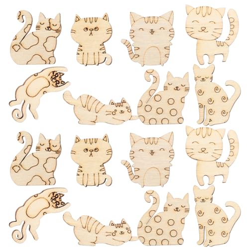 NAMOARLY 100Stücke Unvollendete Holzkatze Ausschnitte Niedliche Holzverzierungen für DIY Projekte und Bastelarbeiten und Kreative Dekorationen NAMOARLY 100Stücke Unvollendete Holzkatze Ausschnitte Niedliche Holzverzierungen für DIY Projekte und Bastelarbeiten und Kreative Dekorationen von NAMOARLY